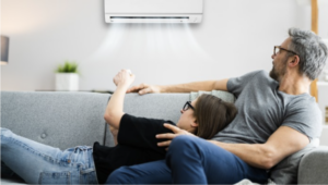 Family enjoying their AC unit